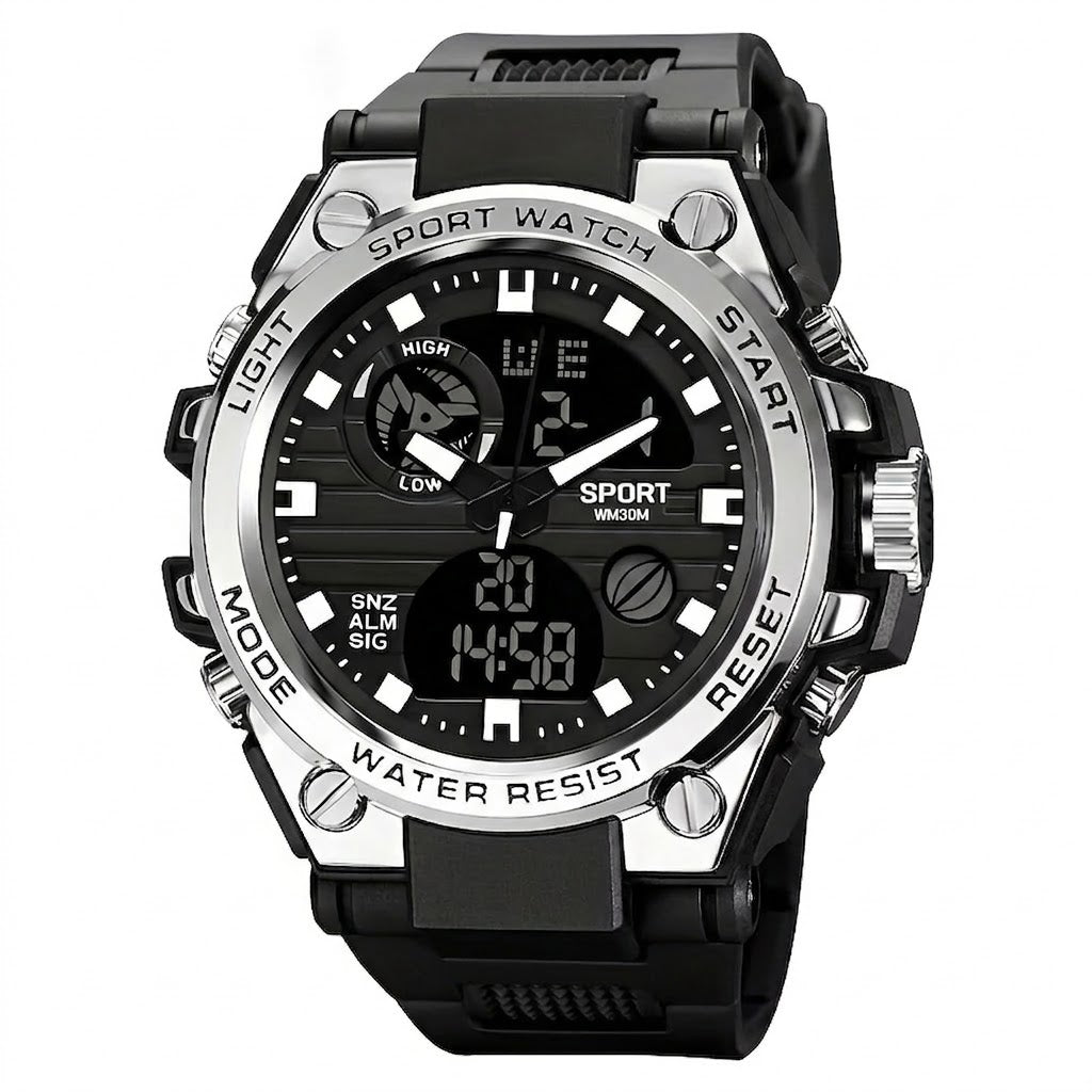 G-Shock Style Dual Display Watch – Shock Resistant, Water Resistant & LED Light