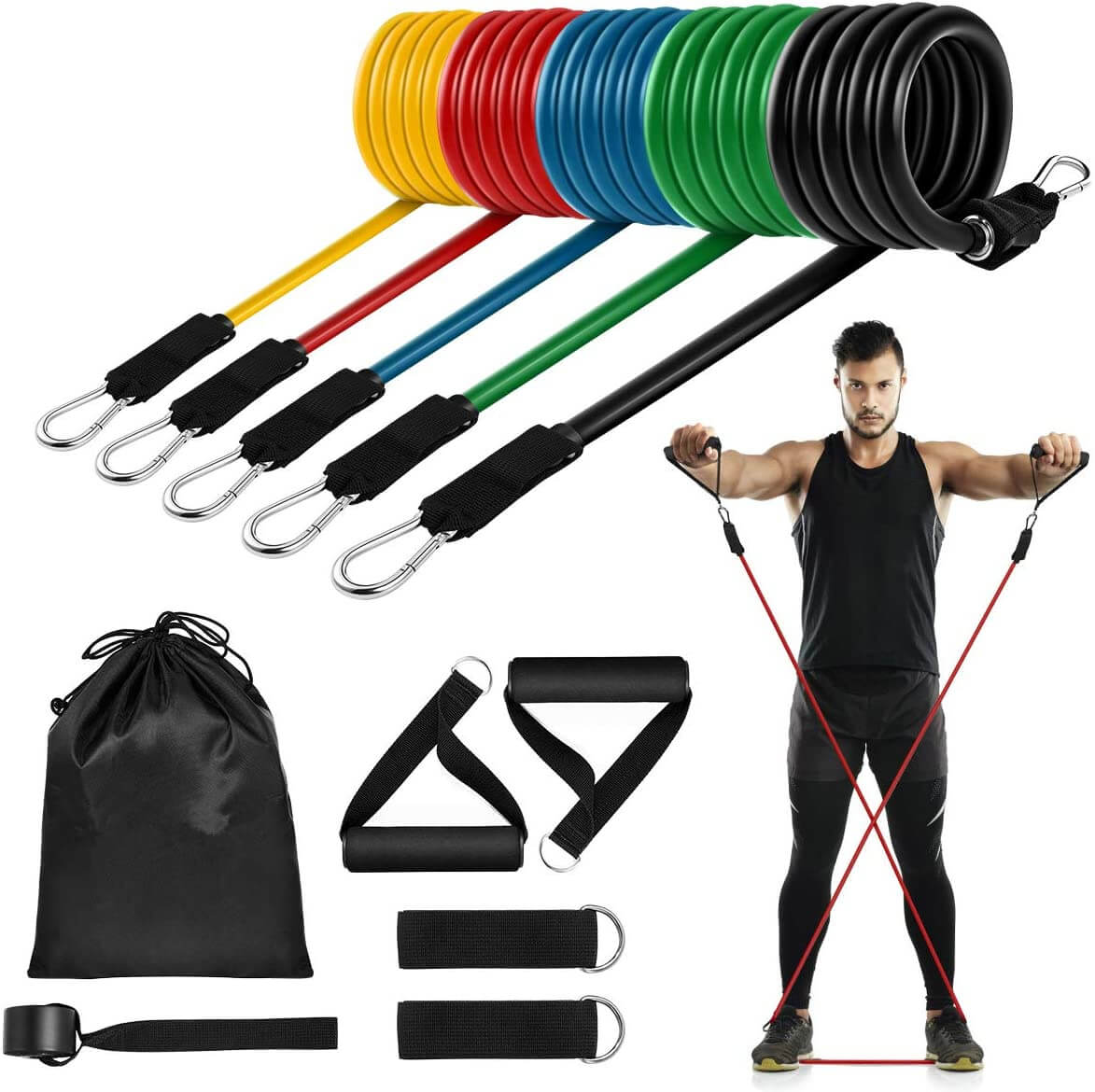 Kit de Barra de Pilates con Bandas de Resistencia Apilables